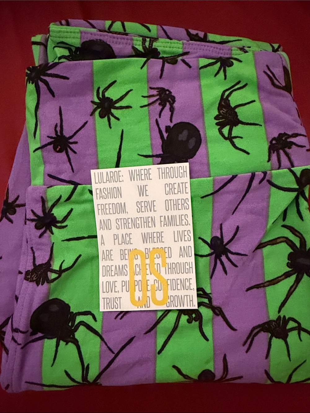 LuLaRoe Purple & Green Spider Stripe Leggings